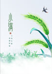 小满文字麦子节日海报简约大气绿