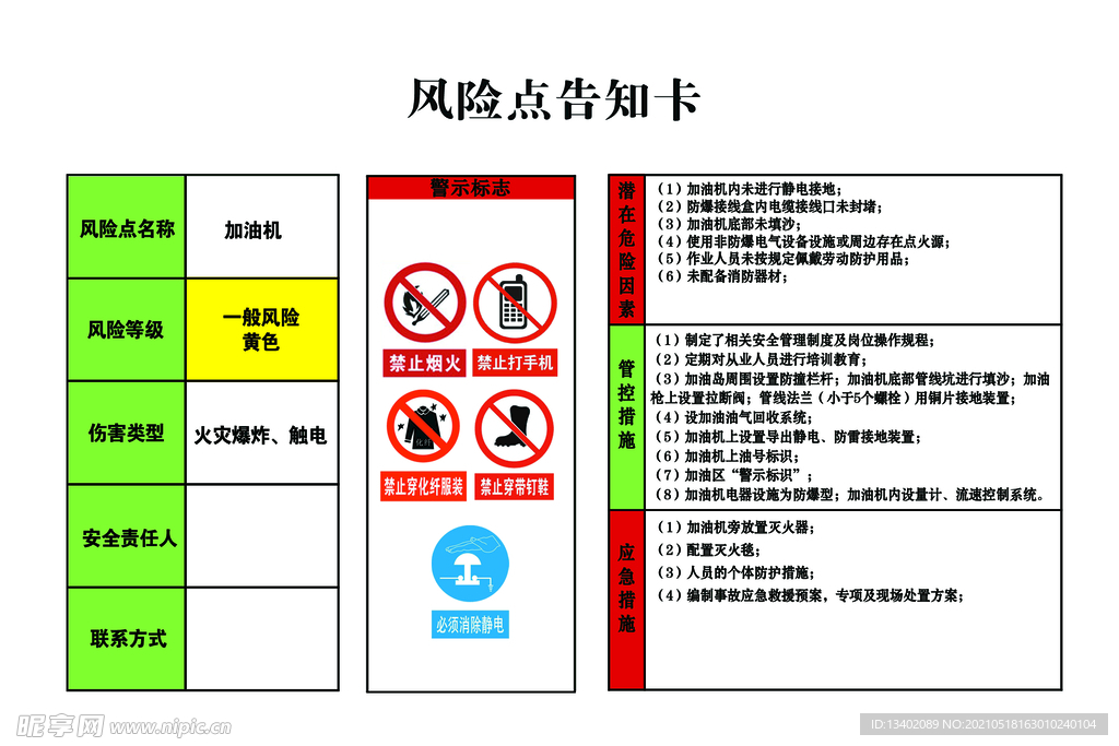 加油站风险点告知卡