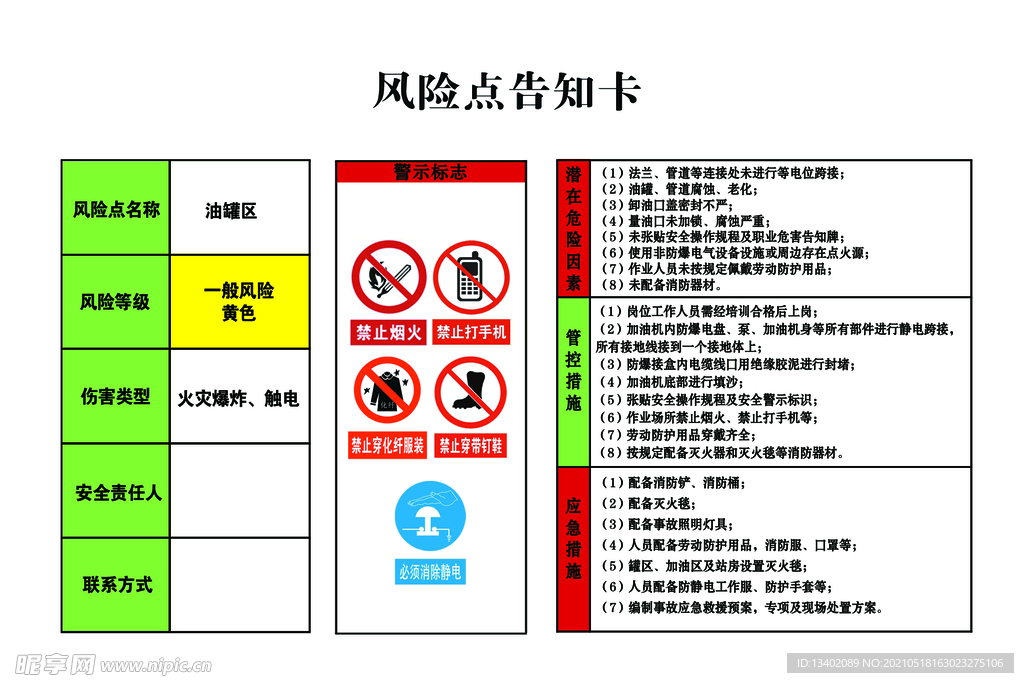 加油站 风险告知卡