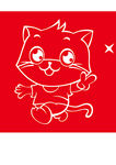 单色猫咪线条