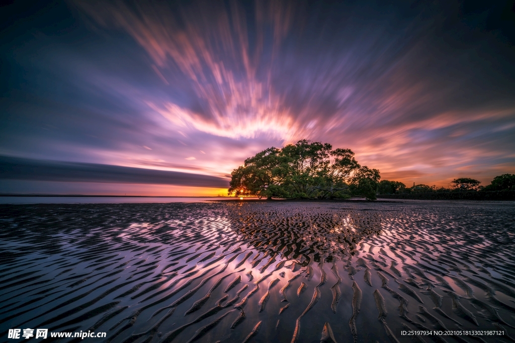 夕阳 黄昏 海边