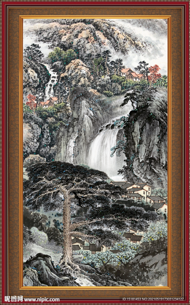 迎客松山水 