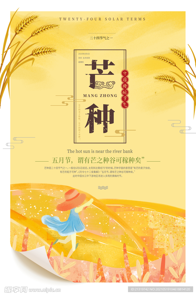 插画风芒种海报