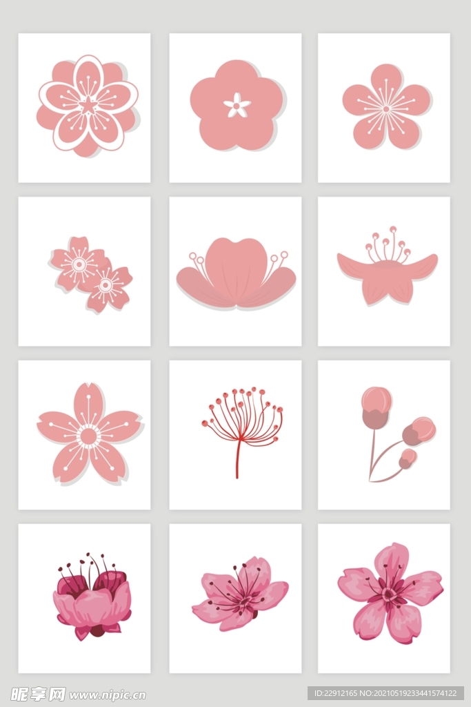 桃花樱花矢量素材