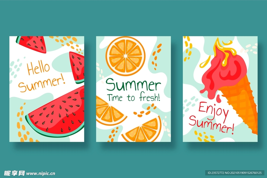 夏季手绘系列卡片