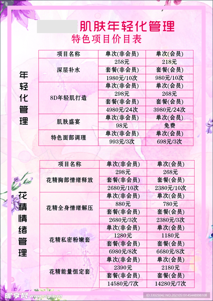 价目表