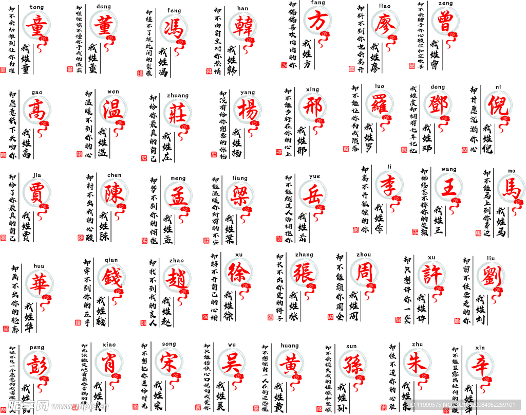 百家姓创意中国风