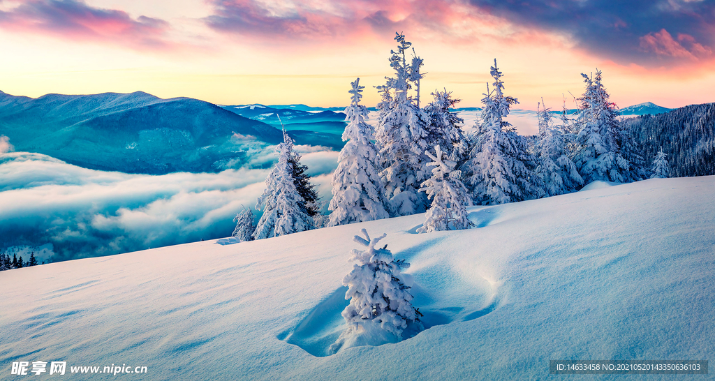 傍晚的雪景