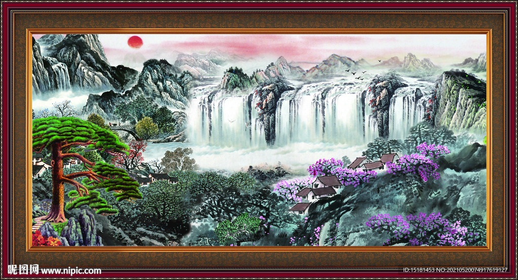 迎客松山水