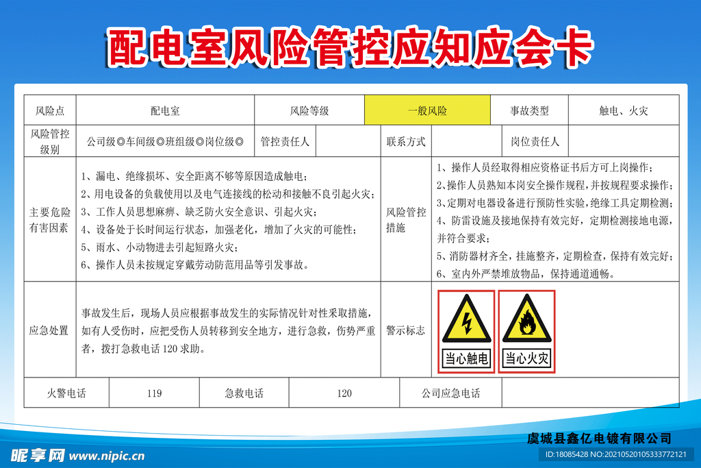 配电室风险管控应知应会卡
