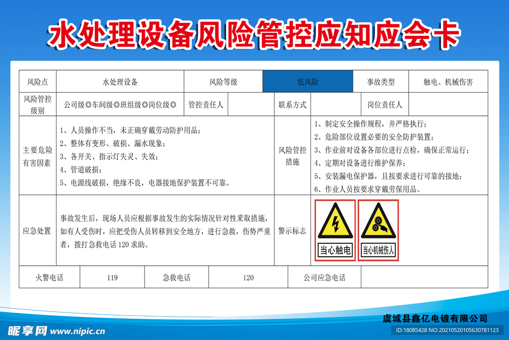 水处理设备风险管控应知应会卡 