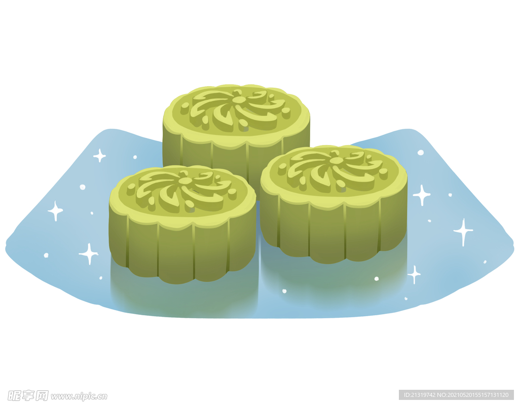 手绘中式糕点绿豆糕插画素材