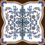 方形丝巾蓝色植物纹案