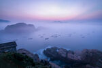 渔民出海早晨的海景