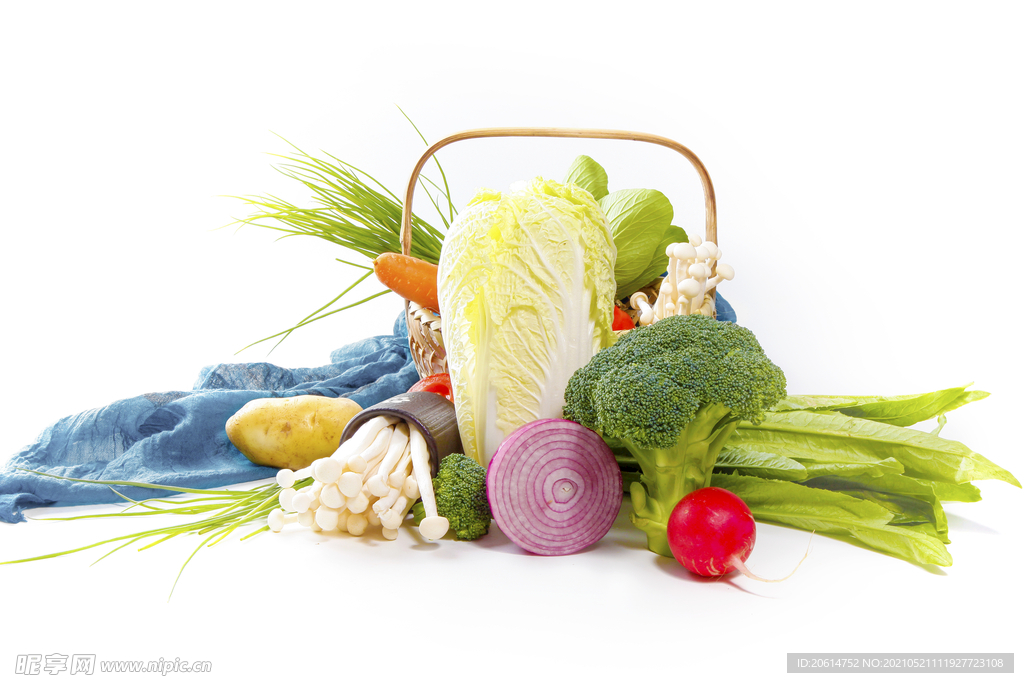 篮子里的各种新鲜的蔬菜