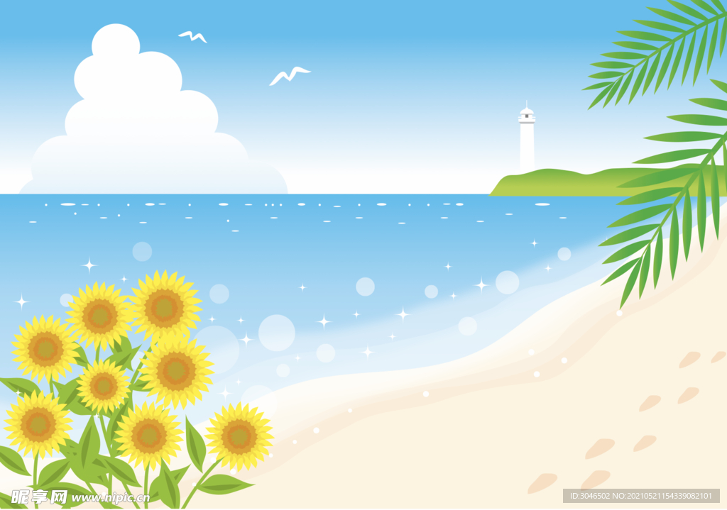 矢量海景沙滩插画