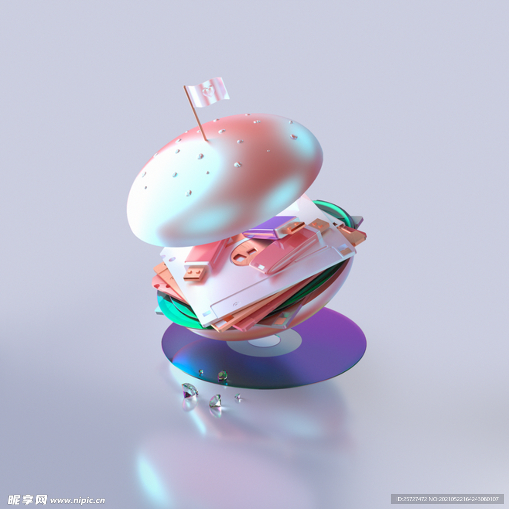 c4d汉堡科技炫彩