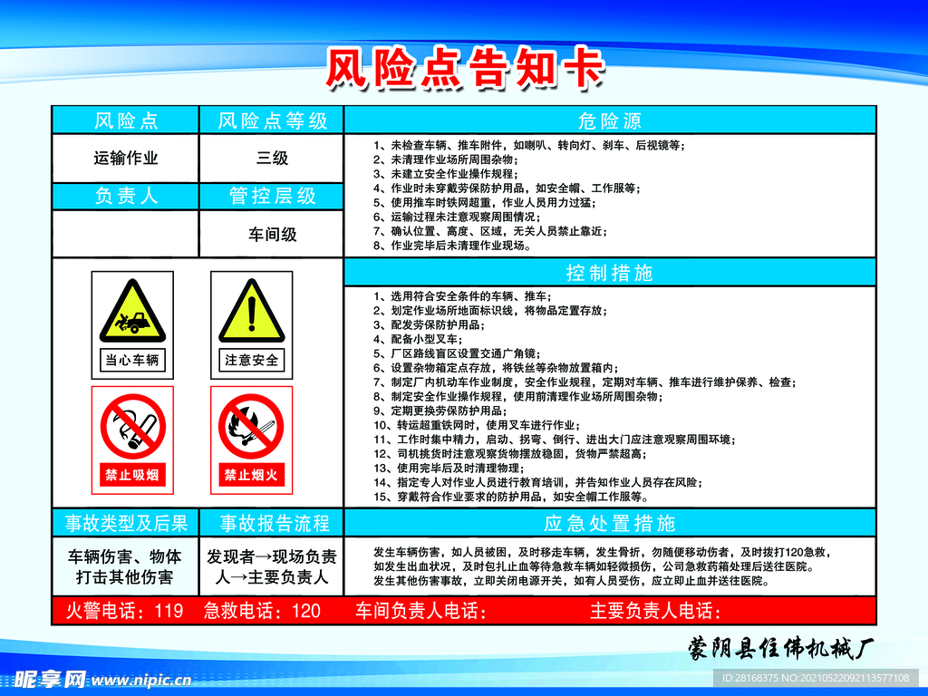 风险点告知卡