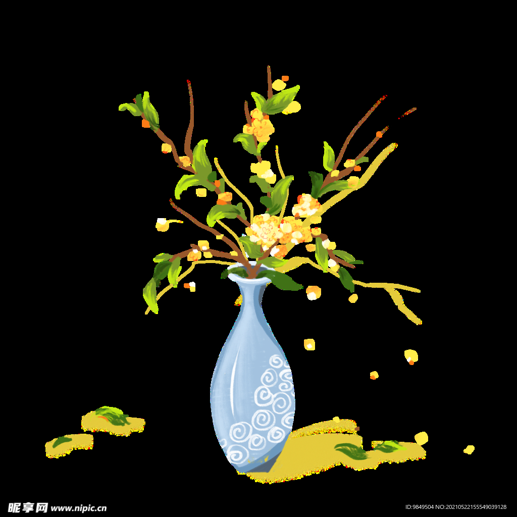 手绘桂花png免抠素材