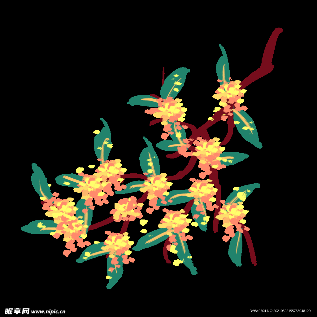 手绘桂花png免抠素材