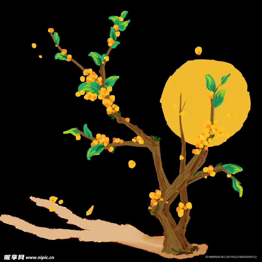 手绘桂花png免抠素材