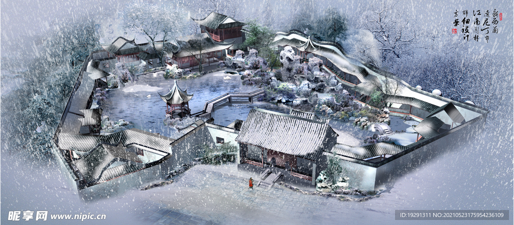园林建筑鸟瞰图