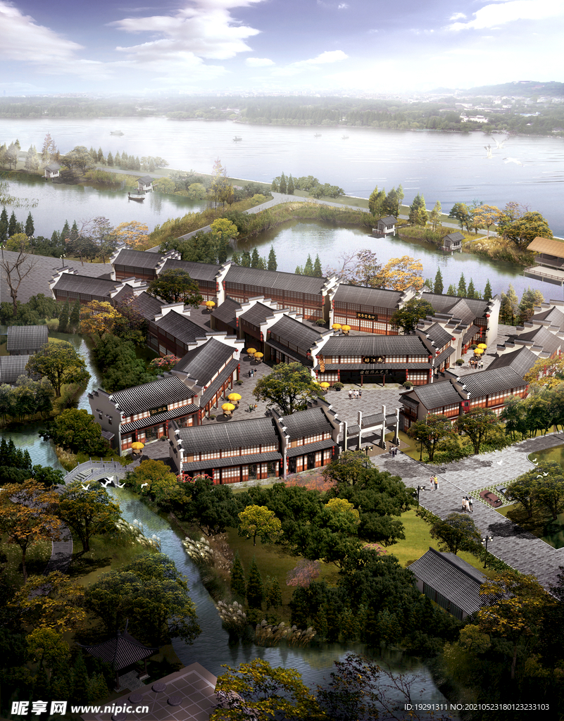 园林建筑鸟瞰图