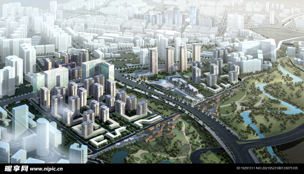 城市建筑鸟瞰图