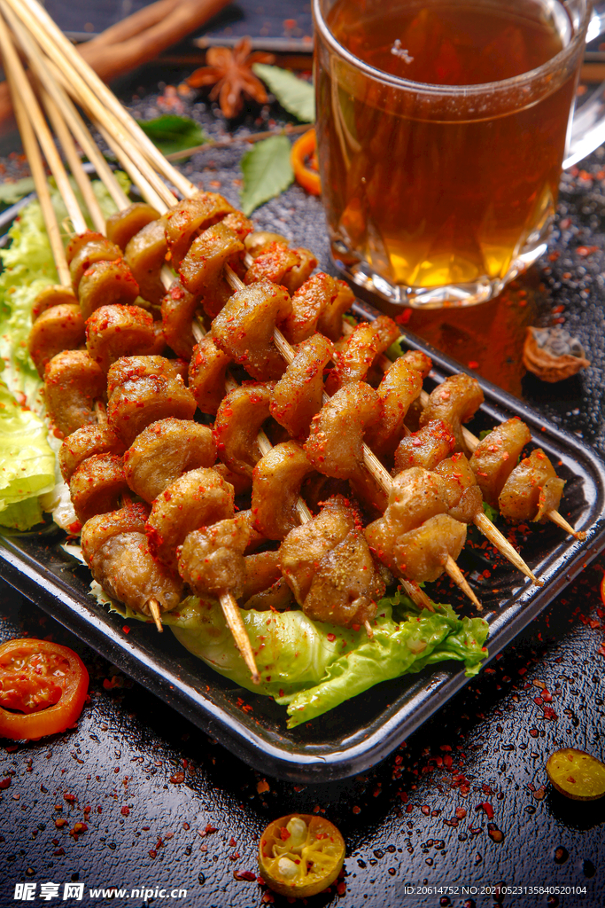 美食烤串烤面筋