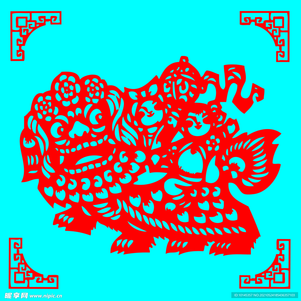 舞狮剪纸