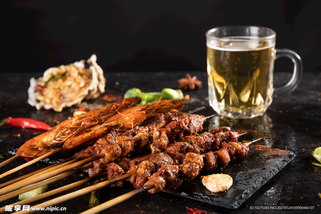 夜市夜宵美食烧烤涮串海鲜图片