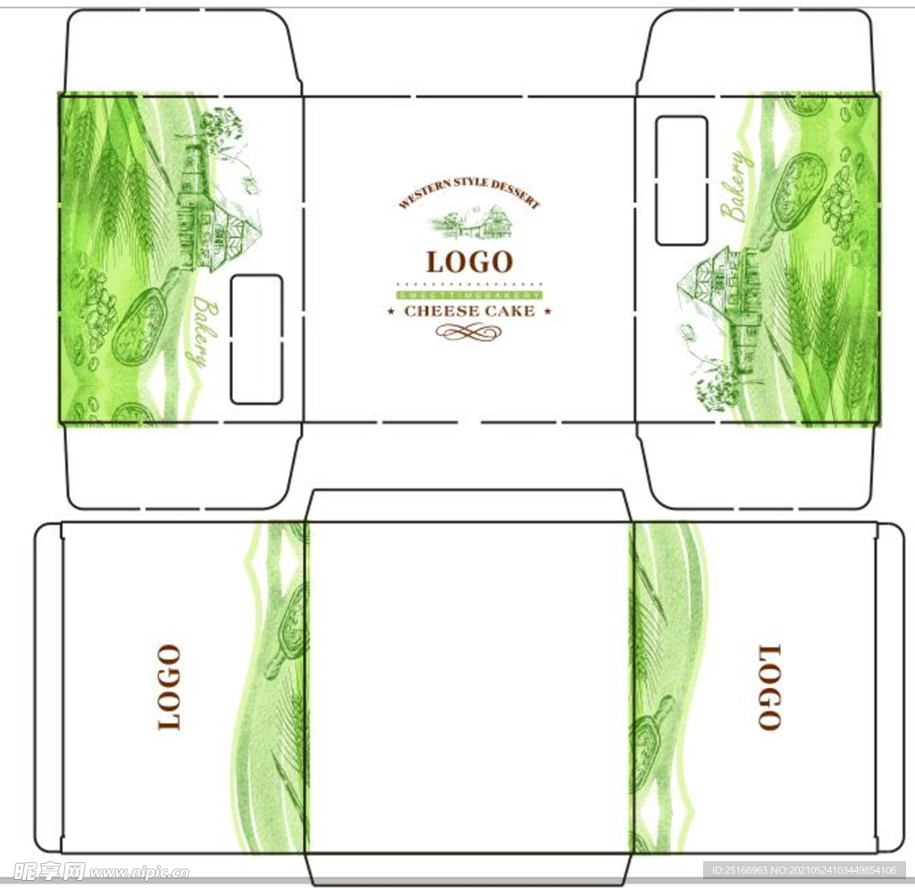 绿色小麦盒印刷平面图