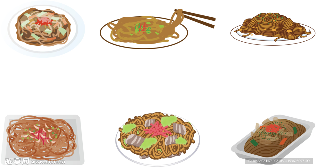 矢量炒面炒粉
