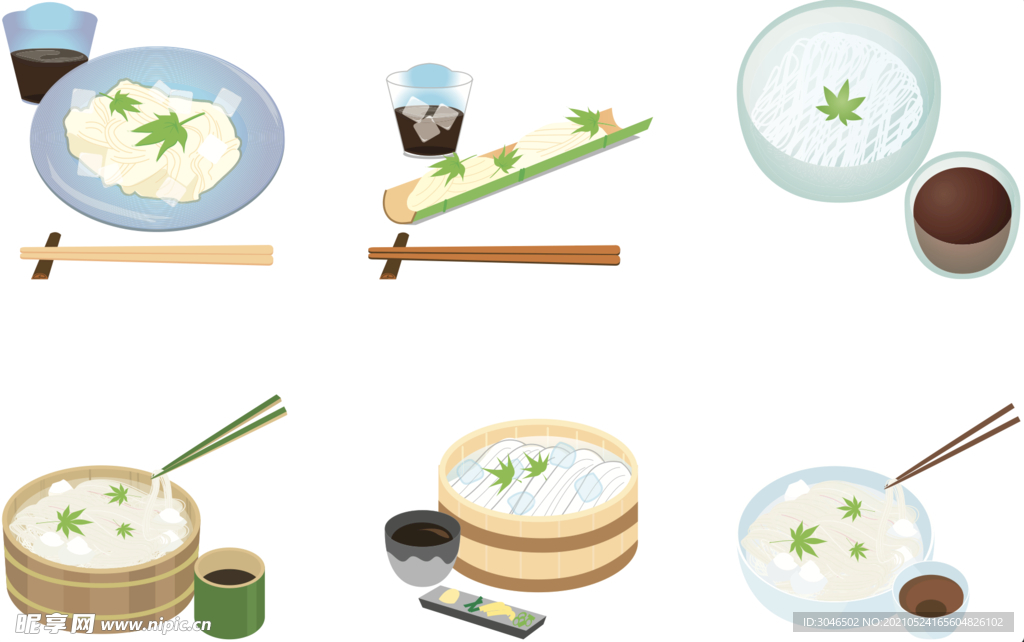 矢量蒸饭拌面素材