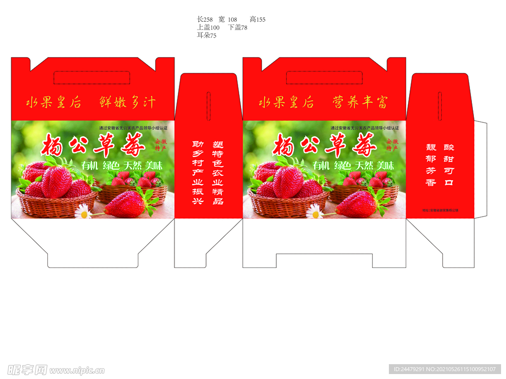草莓包装  效果图 展开图
