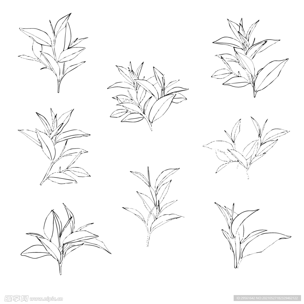花草矢量线稿素材