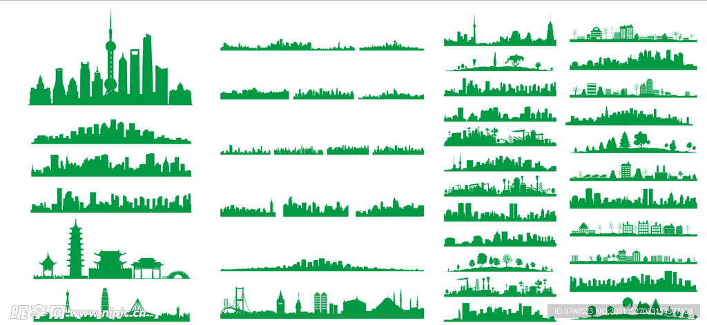 矢量城市剪影设计素材