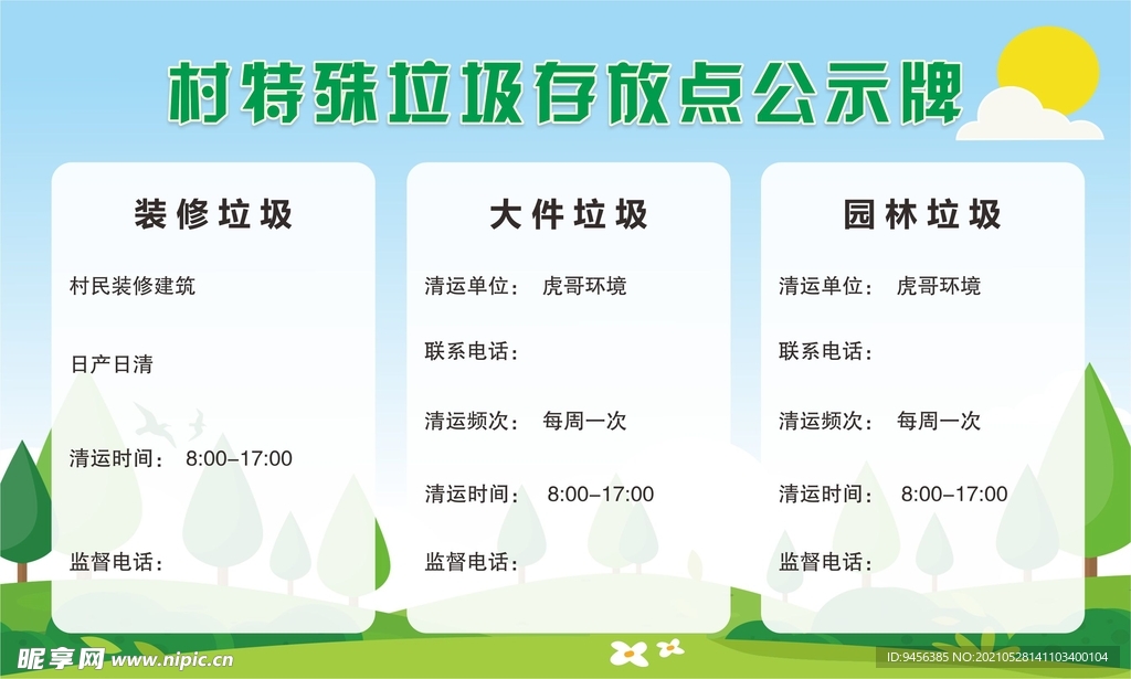 垃圾存放点公示栏