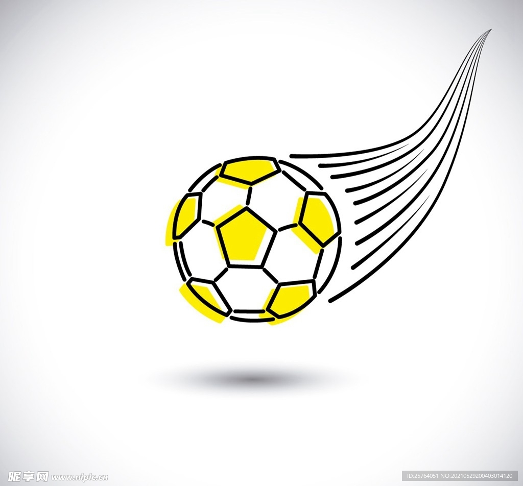 黄色手工绘制足球
