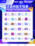 卡通插画风汉语拼音早教挂图海报