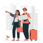 情侣旅游插画