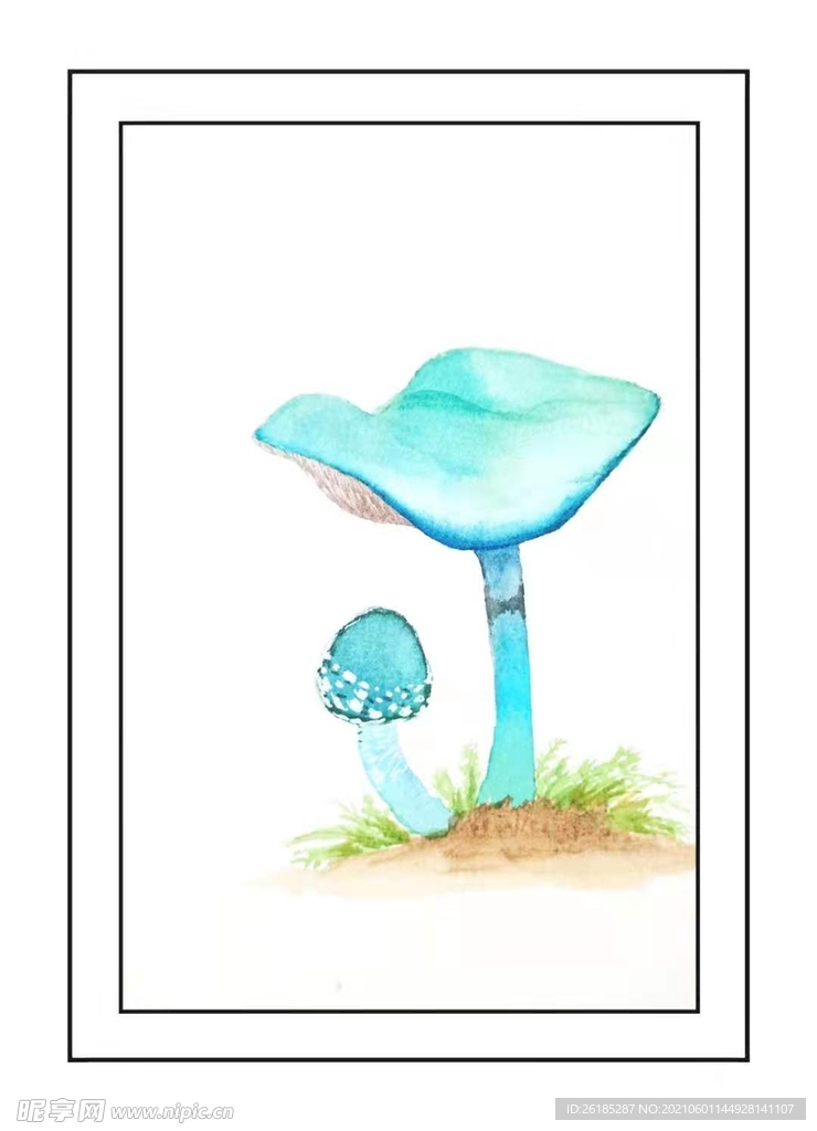 水彩 蘑菇