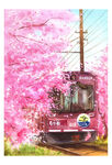 水彩风景 樱花列车绘画步骤分享