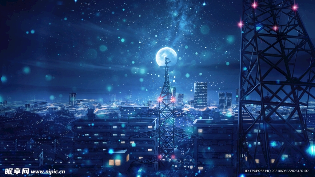 月光城市夜景
