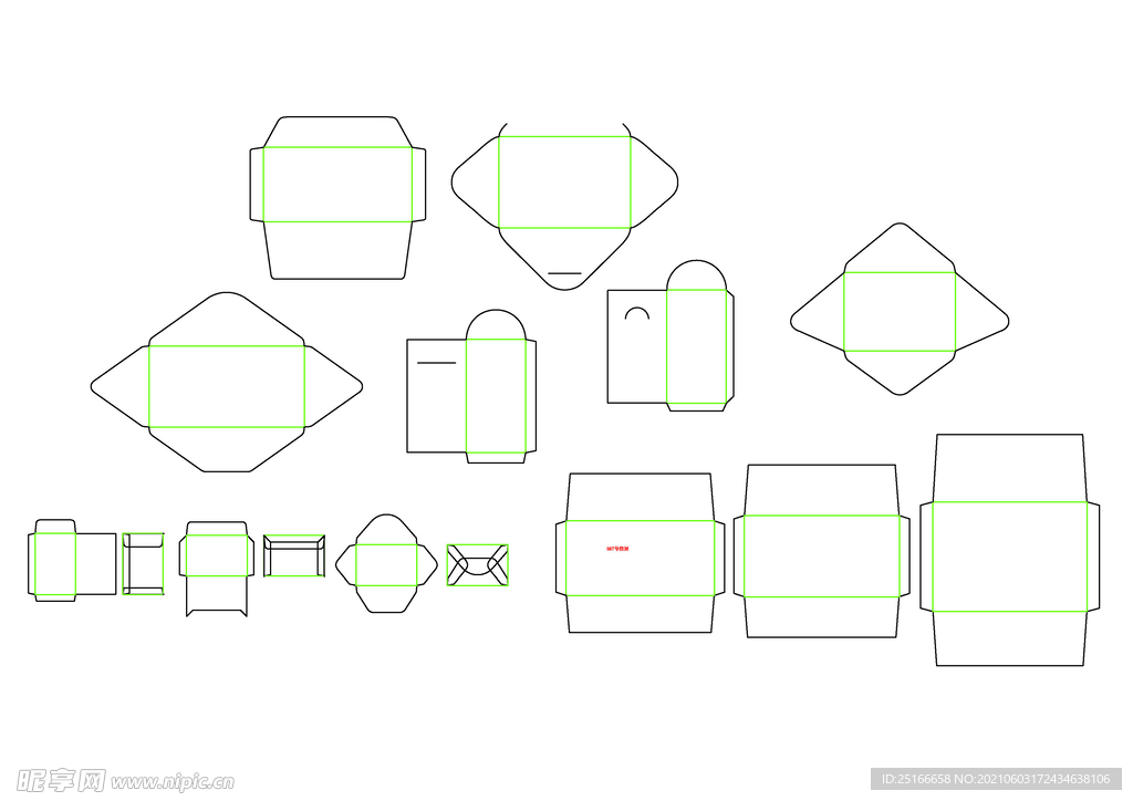 信封多款尺寸刀模线
