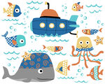 手绘海洋生物