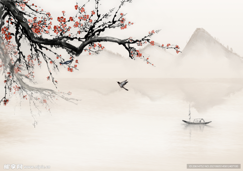 中国风山水画美景