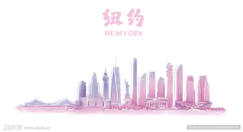纽约城市地标建筑漫画