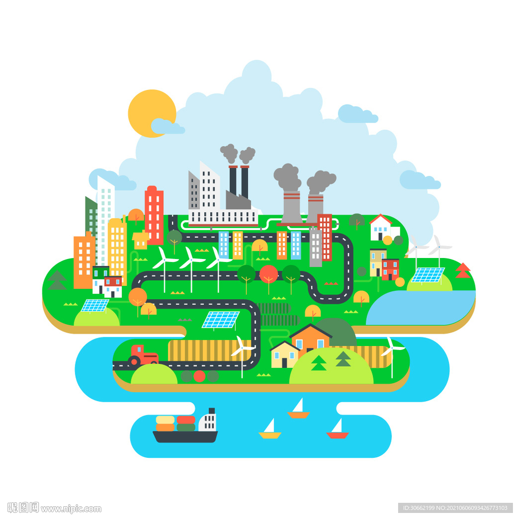 生态系统和环境污染矢量图