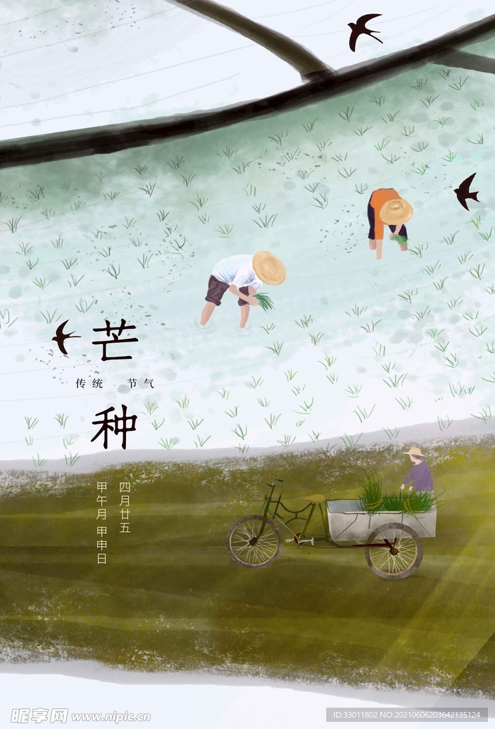 芒种节气传统活动宣传海报素材